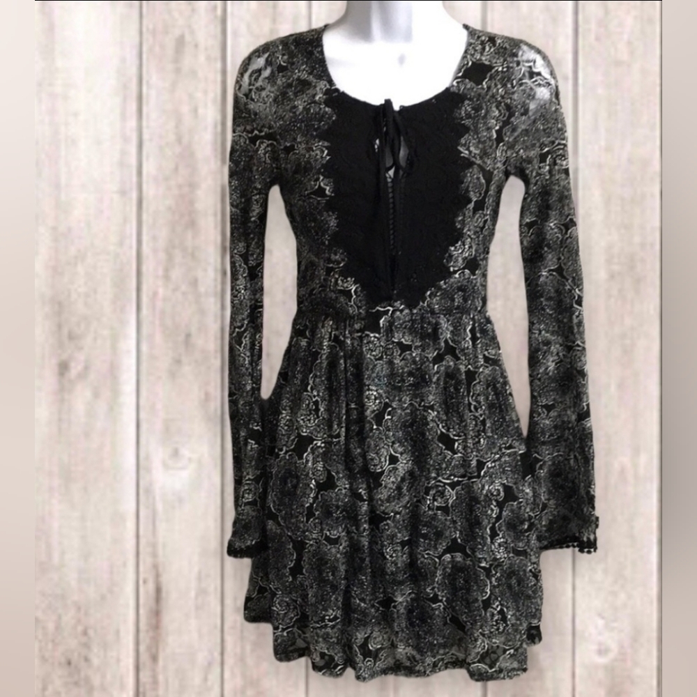 Lace Paisley Peasant Tunic Dress Sz XS